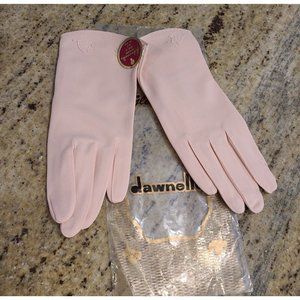 New! Vintage Dawnelle Size A 6-7 S/M Pink Formal Stretch Gloves 8.5" Long Tulip